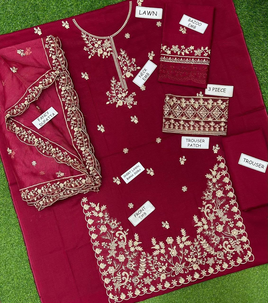 Aneela Embroidered 3-Piece Lawn Suit – Design 05