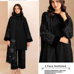Baroque Embroidered 3-Piece Lawn Suit – Design 01