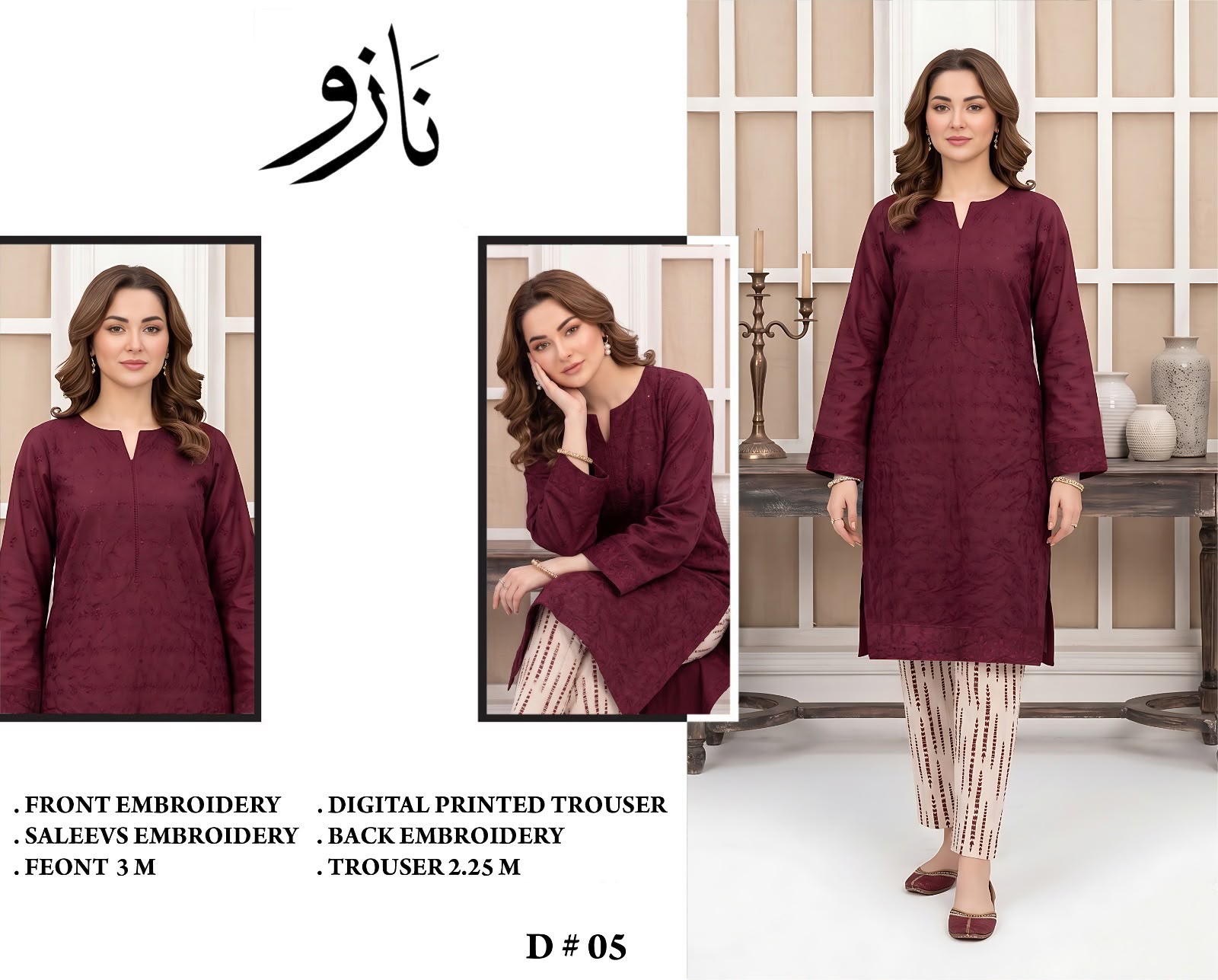Nazeo Embroidered 2-Piece Lawn Suit – Design 01