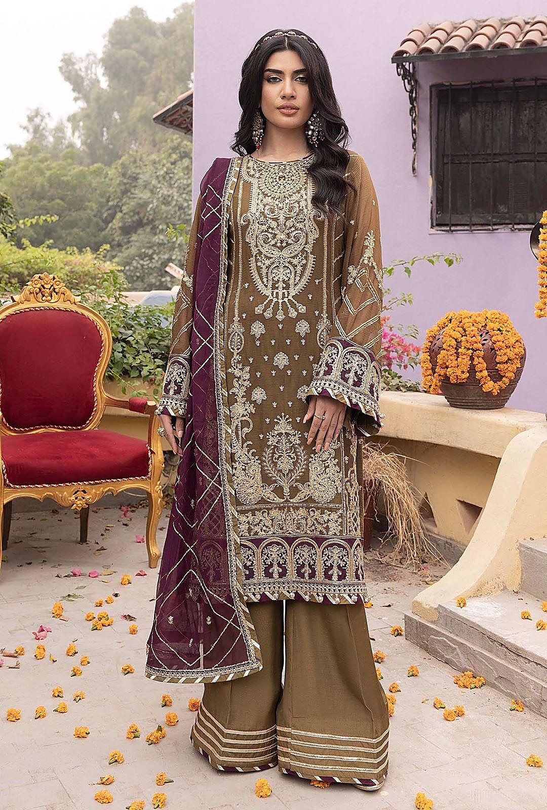 Adan Libas Embroidered Chiffon 3-Piece Suit