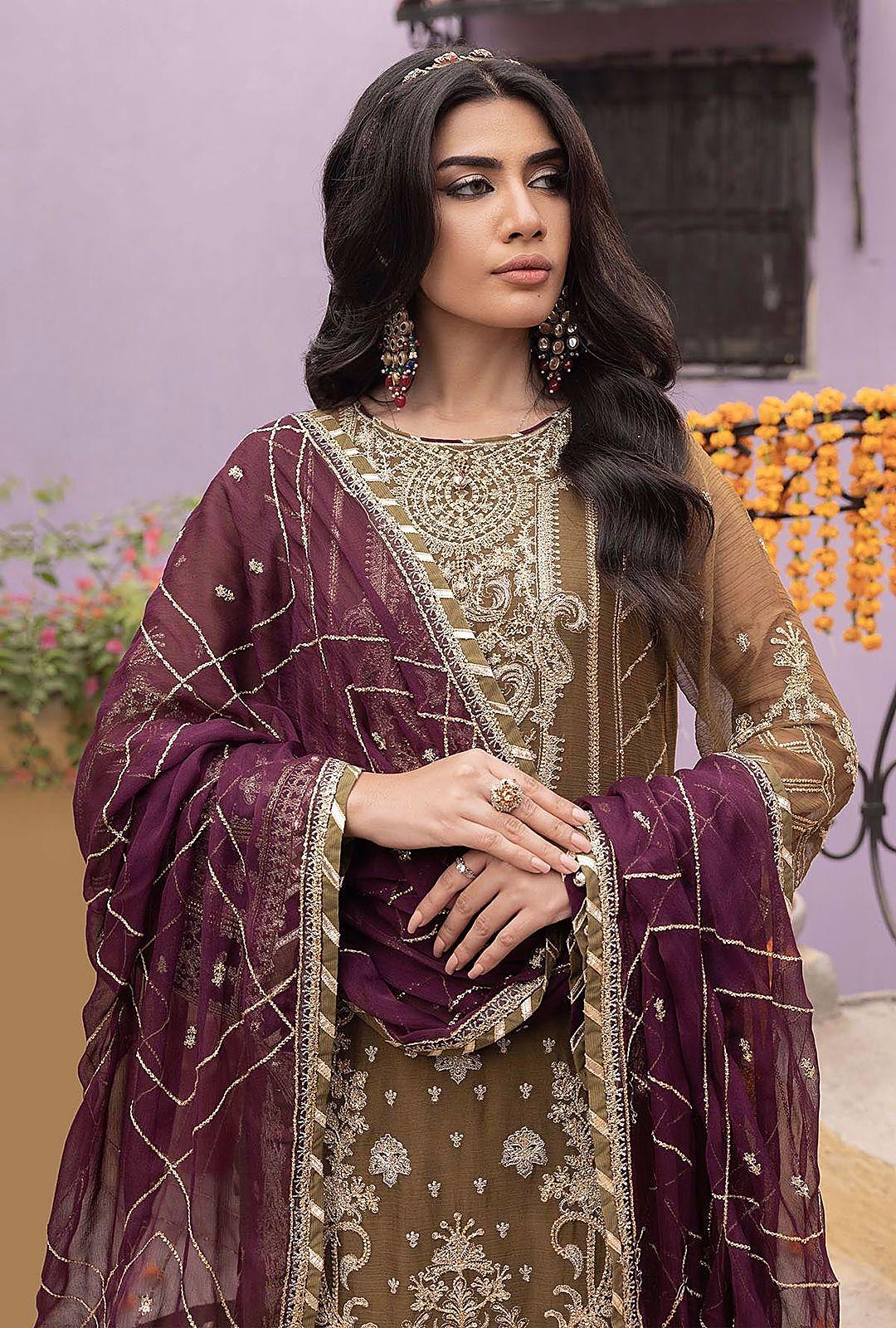Adan Libas Embroidered Chiffon 3-Piece Suit - Image 2