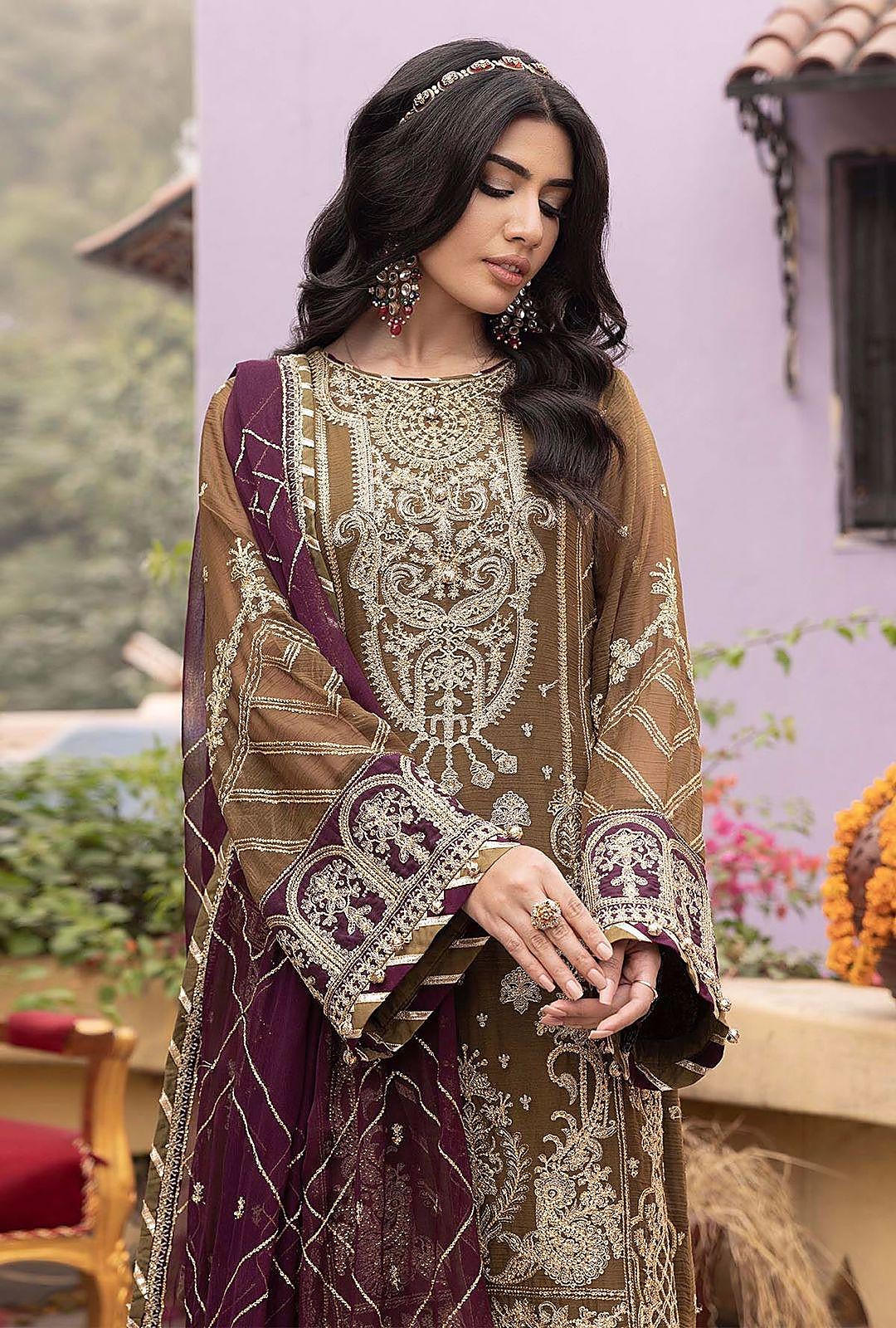 Adan Libas Embroidered Chiffon 3-Piece Suit - Image 3