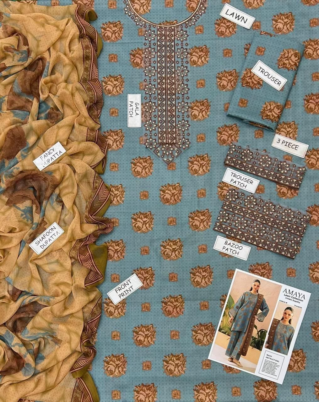 Amaya Digital Printed Lawn 3-Piece Suit - Image 2