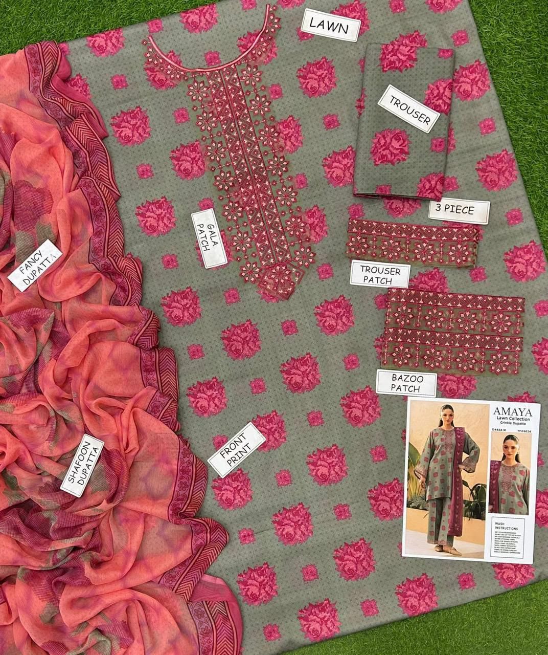 Amaya Digital Printed Lawn 3-Piece Suit - Image 4