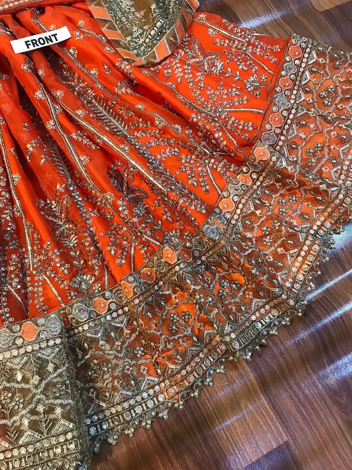 Asim Jofa Embroidered Chiffon Frock - Image 6