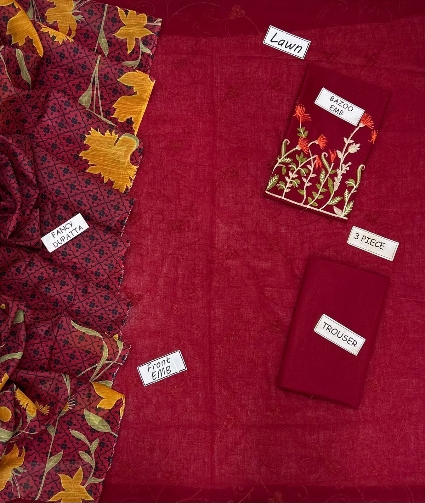 Baroque Embroidered Lawn 3-Piece Suit - Image 8