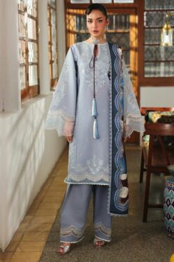 Binilays Embroidered Lawn 3-Piece Suit – Powder Blue