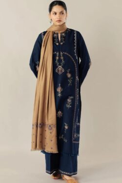 Coco by Zara Shahjahan Embroidered Lawn 3-Piece Suit – Navy