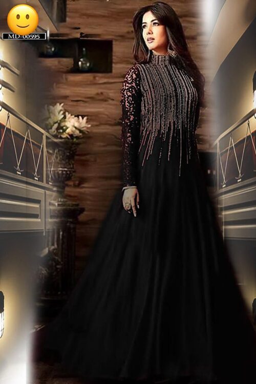Indian Embroidered Chiffon Maxi