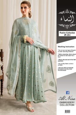 Iznik Embroidered Chiffon Suit