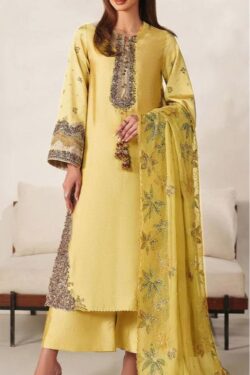 Iznik Embroidered Lawn 3-Piece Suit – Mustard