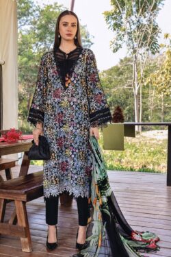 Maria B Digital Printed Lawn 3-Piece Suit – Black Floral