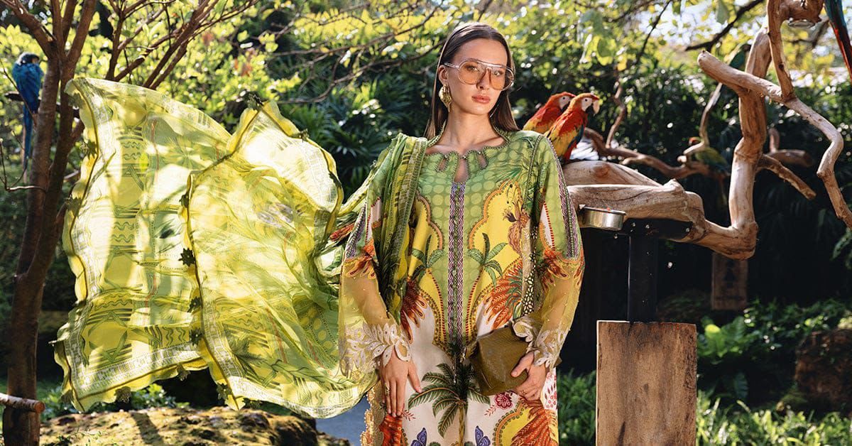 Maria B Digital Printed Lawn 3-Piece Suit – Green Tropical - Image 3