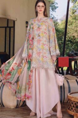 Maria B Digital Printed Lawn 3-Piece Suit – Pink Floral