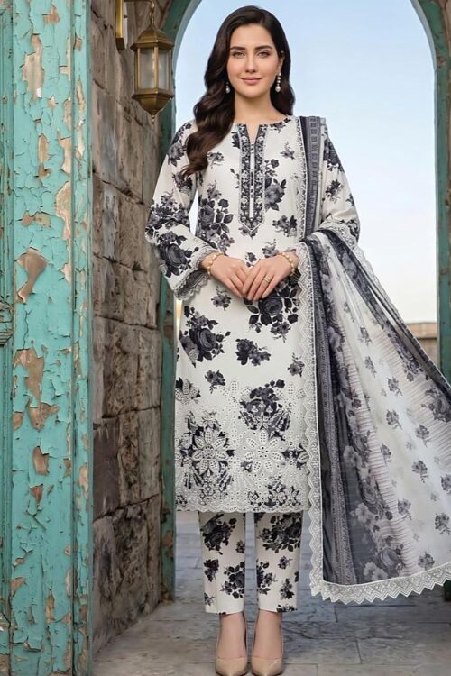 Aneela 3-Piece Embroidered Lawn Suit