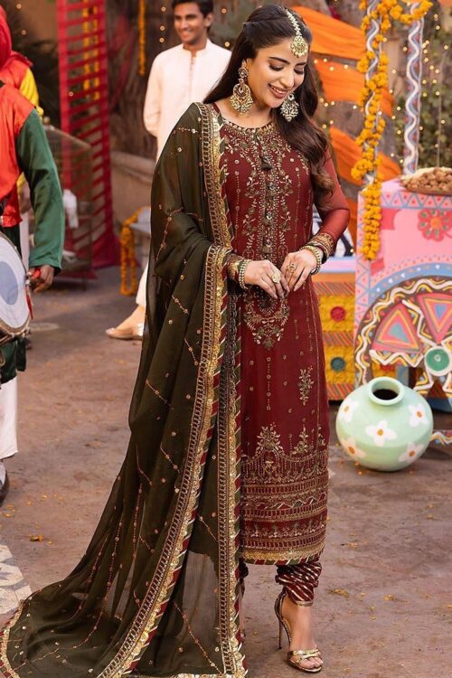 Asim Jofa Embroidered Chiffon Suit