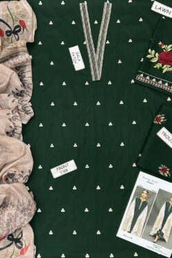 URGE Embroidered Lawn 3-Piece Suit – Emerald